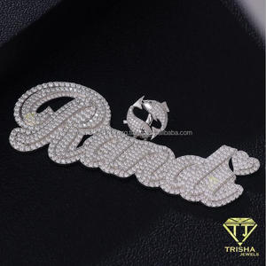 Sparkling Custom <b>Name</b> Pendant Enhanced With Moissanite Diamond Cursive <b>Letter</b> Design Elegant Statement Jewelry For Men Women - Product Image 2