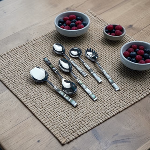 Silver Plated Metal Serving Spoon Set <b>Mirror</b> Finish Long Handle Minimalist Design Dishwasher Safe - Product Image 6