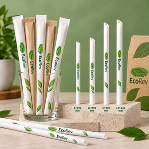 Pajitas Individuales para Beber Jugo, en Empaque de Papel Limpio, Blancas, Biodegradables, Ecológicas, de PLA - Product Image 3