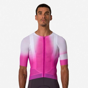 Maillot de Ciclismo Degradado Rosa de Manga Corta para Hombre, Ropa Deportiva, Camiseta de Ciclismo con Cierre Frontal - Product Image 3