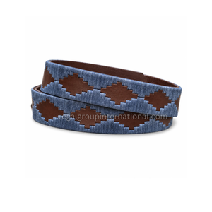 Cinturón de Cuero Pampeano con Tela Azul Estampada, Hebilla de Latón, Talla Personalizable, Se Acepta OEM/ODM, Logotipo y Muestra Personalizados - Product Image 2