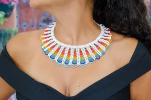 Collier Huichol festonné au design spécial pour les fêtes, idéal pour anniversaire, Noël, mariage, anniversaire de mariage - Product Image 3