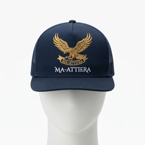 Casquette de baseball pour homme, marine, style trucker, broderie aigle, dos en maille, fermeture snapback, logo personnalisé - Product Image 3