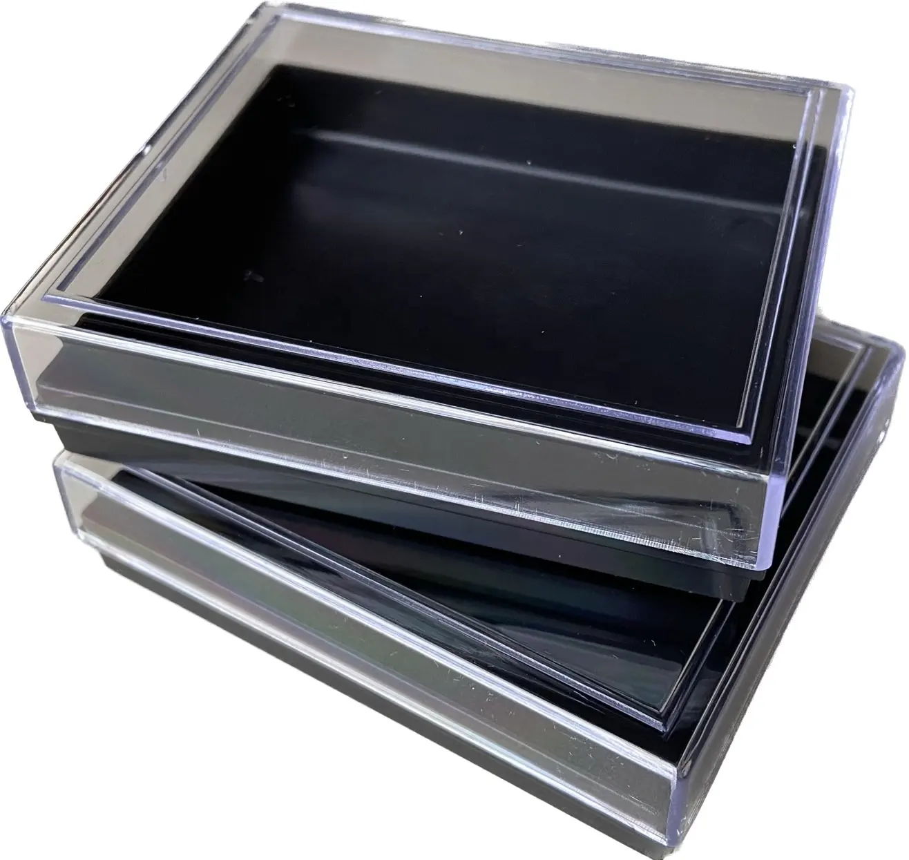 Boîte en plastique de cadeau promotionnel avec la boîte claire en PVC d'accessoires d'emballage de papier de velours noir