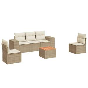 Set Divano da Giardino in Rattan PE Beige con Braccioli Regolabili di Media Grandezza - Product Image 2