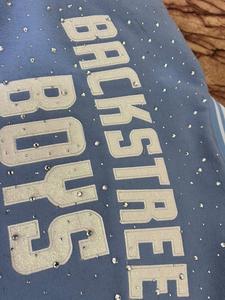 BstreetBoys Varsity <b>Jacket</b> Light Blue White Embroidered Lettering Preppy Style Unisex All season Wear Custom <b>Rhinestone</b> Varsity - Product Image 3