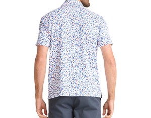 Polo en coton à manches courtes pour homme, imprimé floral bleu, décontracté, respirant, tissage Oxford, coupe classique - Product Image 6