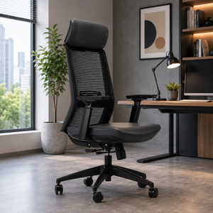 Chaise de bureau ergonomique avec accoudoirs 3D réglables, dossier en maille et design pivotant pour usage domestique ou professionnel - Product Image 1