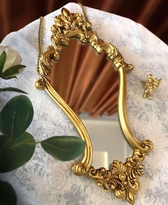 Antique Gold Hanging <b>Mirror</b> – Baroque Ornate <b>Frame</b> Wall <b>Mirror</b> with Chain for Luxury Interior Decor - Product Image 2