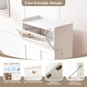 Armoire de cuisine blanche et or avec éclairage LED personnalisable et station de charge intégrée (AC/USB/Type C) - Product Image 5