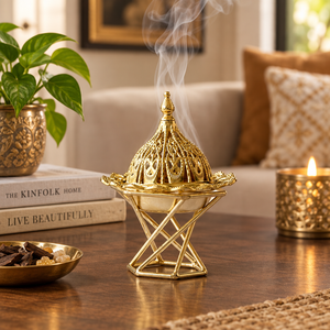 Solid Brass Arabic <b>Oud</b> <b>Burner</b> Luxury Bakhoor Incense Holder Decorative Home Hotel Decor Fragrance Accent for Interior Styling - Product Image 3