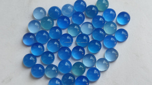 Calcédoine bleue forme ronde Cabochon 10mm dos plat calcédoine pierres naturelles calcédoine bleue lâche pierre précieuse lisse en gros - Product Image 2