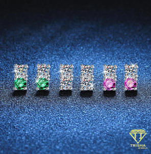 Pendientes de Diamantes Cultivados en Laboratorio, con Gemas Rosas, Plata de Ley 925, Regalo de Aniversario, Joyería - Product Image 4