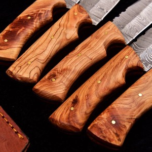 Mejor Precio Cuchillo de Hoja Fija de Acero de Damasco Dustline Commodities, Lote Surtido con Funda de Cuero, Hecho a Mano, para Camping, Fácil de Transportar - Product Image 2