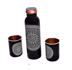 Curve Patton Finished Pure Copper Metal Water Bottles - Product Image 2