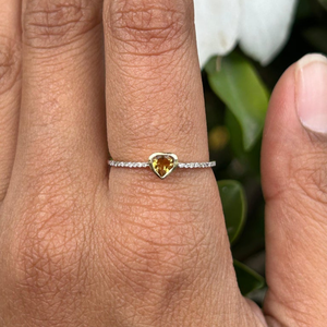 14K Gold Heart-Shaped <b>Citrine</b> <b>Ring</b> with Prong Setting - Product Image 1