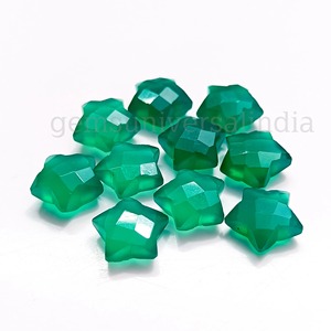 Onyx Vert Naturel Facetté Coupe Étoile 10mm 11mm Pierre Précieuse Sculptée à la Main Briolette Pierre Libre pour la Fabrication de Bijoux Vente en Gros - Product Image 2