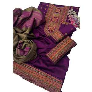 Salwar Kameez para Mujer, Vestido de Verano Indio y Pakistaní, Diseño Pintado a Mano, Tela de Lino para Ocasiones Formales - Product Image 1