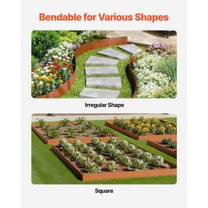 Bordure de jardin en acier résistant aux intempéries pré-rouillé, 6 paquets, 40 x 8, pliable, séparateur de jardin, allée de pelouse, pavage tactile - Product Image 4