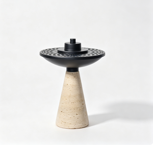 Nero Marquina Black <b>Marble</b> Conical Incense Burner – Brushed Steel Radial Lattice <b>Mesh</b> Bakhoor Caddy - Product Image 6