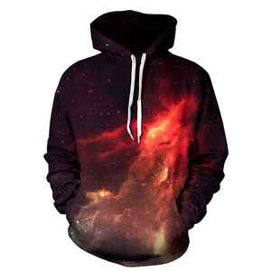 Sweat-shirt à capuche pour homme, imprimé galaxie, coupe classique, décontracté, pour l'automne, en polyester tricoté avec poche, impression par sublimation - Product Image 1