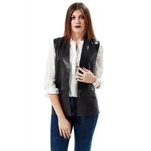 Chaleco de Cuero para Mujer, Ajuste Ceñido, Diseño Personalizado, Color Negro, Cuero Genuino, Prenda de Moda - Product Image 3