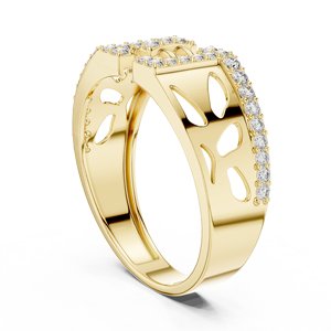 Anillo de boda de lujo para hombre con diamantes geométricos calados, de oro macizo de 14K, con diamantes cultivados en laboratorio de corte redondo, venta al por mayor - Product Image 4