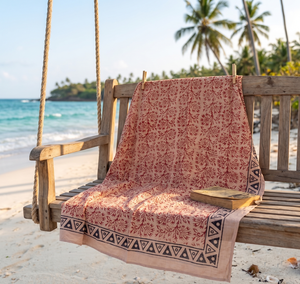 Wholesale Hand Block Print Cotton <b>Sarong</b> for Women Floral Beach <b>Wrap</b> Lightweight Boho Pareo Cover Up Indian Resort Wear - Product Image 4