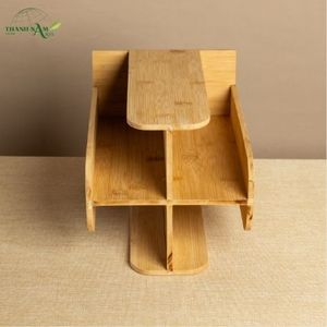 Organisateur de sol moderne et durable en bambou pressé, design pliable peint, multi-compartiments pour la vaisselle et le stockage alimentaire - Product Image 4