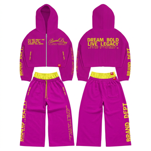 Mens Trendy <b>Zipper</b> Hoodie Set with High GSM Cotton Fleece Full Zip <b>Top</b> Baggy Sweatpants and Premium - Product Image 4