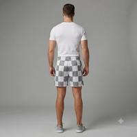 Shorts de bain sublimés pour hommes, gris et blanc, taille élastique, séchage rapide, décontractés, en polyester tissé