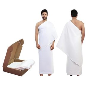 Serviette Ihram 2 pièces personnalisée en coton respirant et anti-rétrécissement pour adultes musulmans, collection printemps, vente en gros, pour Hajj et Omra - Product Image 5
