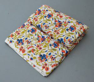 Indian style 100% Soft and pure Cotton Floral Print Fabric for Clothing-Dresses <b>Curtains</b> Sleepwear covers bedsheets many more. - Product Image 3