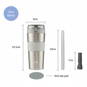 Bouteille isotherme en acier inoxydable à double paroi de grande capacité moderne de 26 oz/800 ml, avec doublure en porcelaine pour les boissons gazeuses, logo personnalisé - Product Image 5