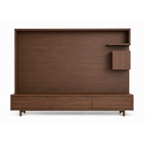 Custom Modern Teak Wood <b>TV</b> Wall Panel and Media Console for Hotel Home Apartment Villa and Large Interior Projects - Product Image 1