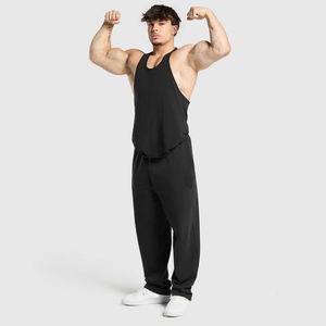Débardeur Stringer Personnalisé pour Homme Noir Polyester/Coton Gym Fitness Sans Manches Musculation Séchage Rapide Style Urbain Personnalisé - Product Image 4