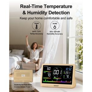Moniteur de qualité de l'air intérieur 16-en-1 : Testeur de CO2 avec détection de CO2, TVOC, PM2.5, PM1.0, PM10, HCHO, température, humidité et indice de qualité de l'air (AQI) - Product Image 5