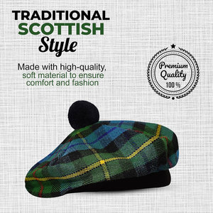 Chapeau écossais Smith Ancient Tartan Scottish Clan Tam o' Shanter avec pompon, bonnet en laine personnalisé, bonnet des Highlands - Product Image 6