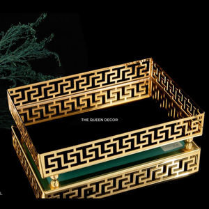 Bandeja de Servicio Decorativa de Acero Inoxidable de Alta Calidad con Diseño de Hoja Único, Acabado Brillante Tipo Espejo - Product Image 4