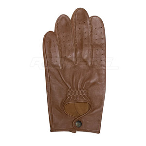 Guantes de Conducción para Hombre, Perforados, de Cuero Marrón de Lujo, Ligeros, Sin Forro, Cómodos, Estilo Clásico, Agarre Seguro - Product Image 2