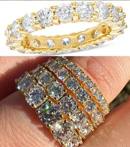Pass Test S925 <b>Silver</b> Round Cut VVS Eternity Moissanite Diamond Hip Hop Tennis <b>Ring</b> for <b>Men</b> and Women - Product Image 2