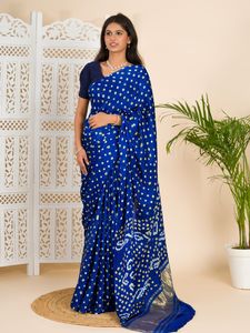 Pure Silk Bandhani Tissu Pallu <b>Saree</b> In Traditional Style - Product Image 3