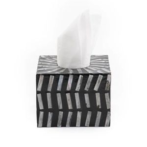 Square Mother Of Pearl Tissue <b>Box</b> Cover Glossy Modern <b>Storage</b> <b>Bin</b> For Living Room Tabletop Mount - Product Image 2