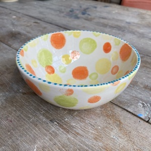 Contemporary Stylish Ceramic Pasta Bowl Colorful Polka Dot Artwork Wide Glazed Design for Modern Casual Dining Tables - Product Image 3
