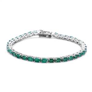 May Birthstone Emerald 3x5mm Oval <b>Charm</b> <b>Bangle</b> 925 Sterling Silver Handmade Dainty Vintage Luxury Gemstone Jewelry - Product Image 2