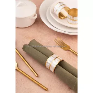Anneaux de serviette en laiton nacre, décoration de table de mariage, accessoires faits à la main en Inde, emballage personnalisé, élégant - Product Image 5