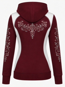 Sweat à capuche décontracté pour femme en coton 100% avec strass bleus, logo frontal et imprimé printemps-automne - Product Image 5