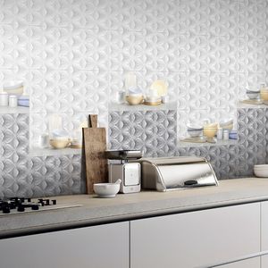 300x600 white gloss finish ceramic wall tile elegant minimalist design suitable for office interiors large <b>scale</b> commercial wall - Product Image 3