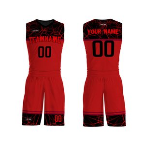 Reversible Basketball Jersey Red Black Polyester Summer Sportwear Sublimation Printing Logo Breathable Anti-Bacterial - Product Image 1