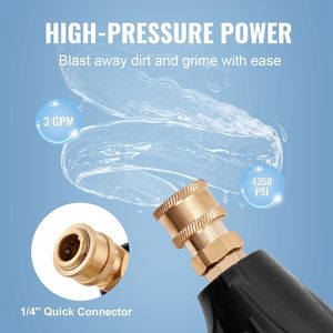 Pistola ad alta potenza 4350 PSI idropulitrice corta in acciaio inossidabile maniglia 5 ugelli di collegamento rapido colore M22-14 ingresso 1/4 'uscita - Product Image 5